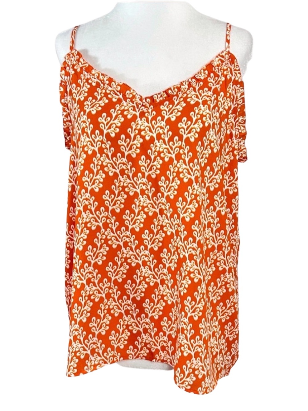 *NWT* LOFT Floral Ruffle Satin Cami in Color- Habanero‎ Orange